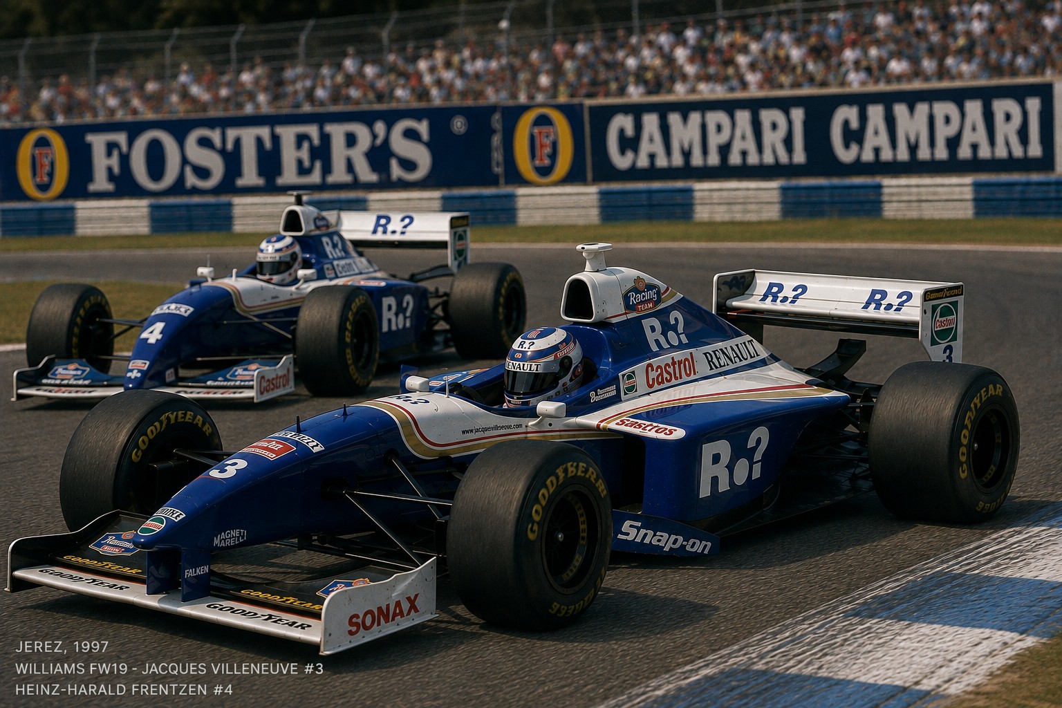 Williams FW19 in Rothmans-kleuren tijdens de titelbeslissing op Jerez 1997