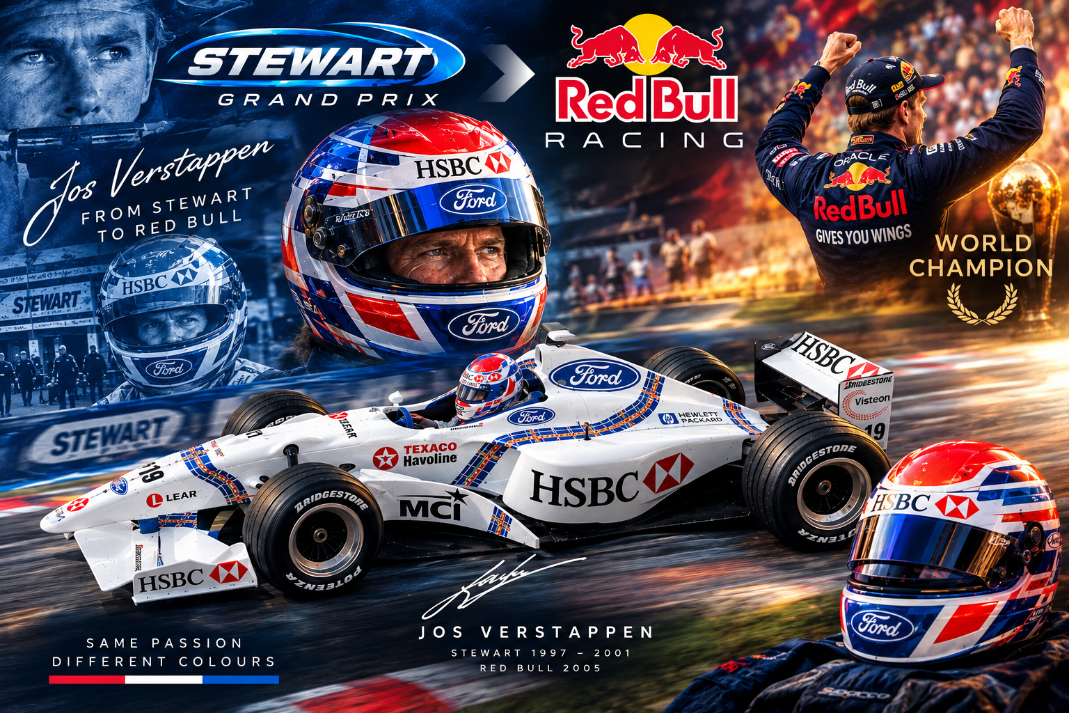 Stewart SF-2 van Jos Verstappen in het wit met de Schotse tartan-streep, 1998