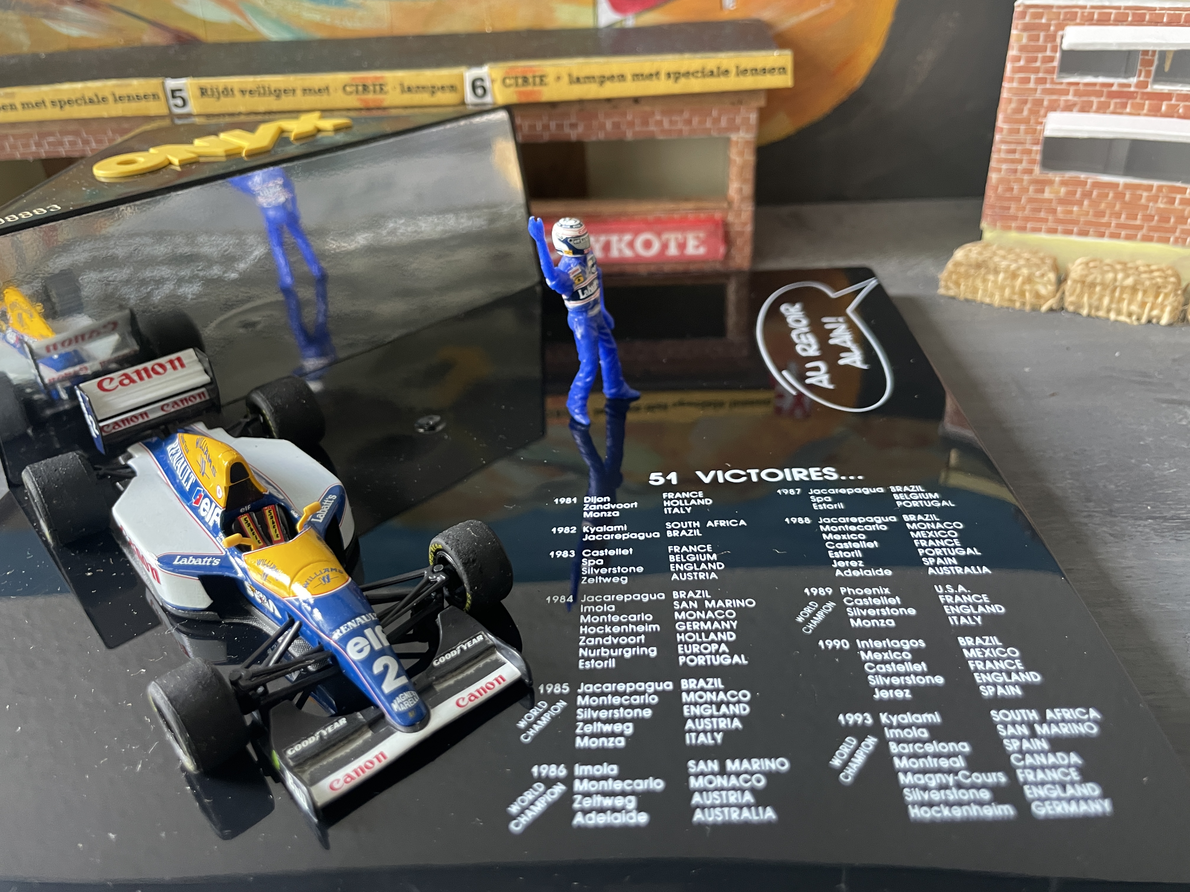 Williams FW15C van Alain Prost in actie tijdens het seizoen 1993